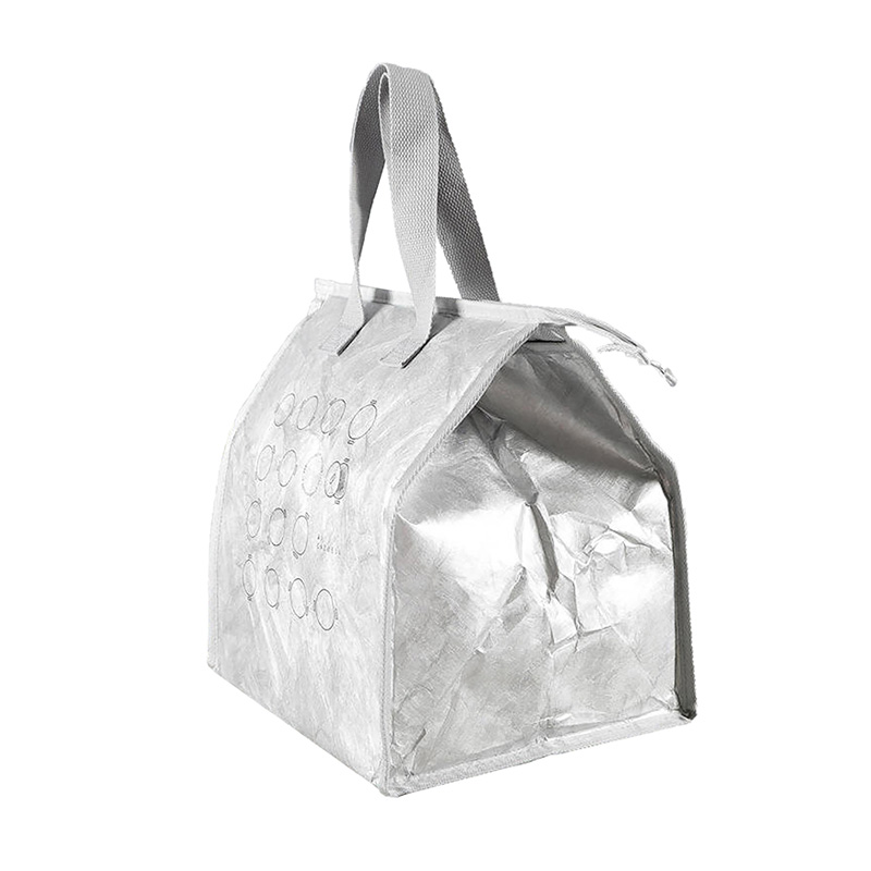 Borsa per il pranzo in materiale Tyvek color argento